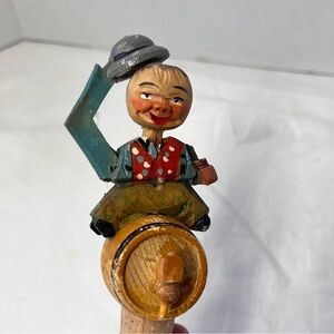 Vintage bottle stopper hand carved wooden puppet barware cork 
ANRI Mechanical